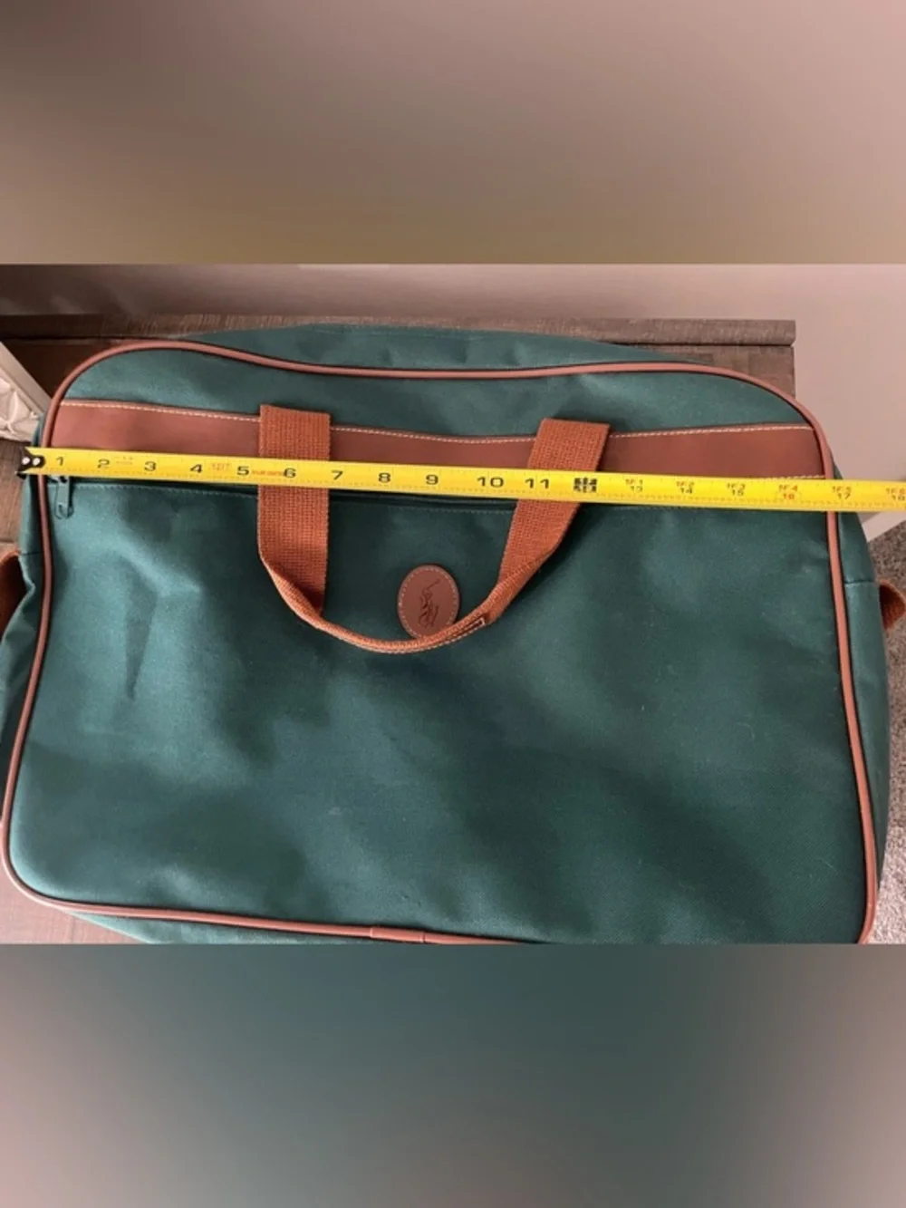 VTG Polo Ralph Lauren 2pc Travel Bag Set Green Canvas Duffle Messenger Pony Logo